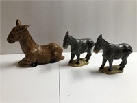 Vintage Set of 3 Chalkware Donkey Figures