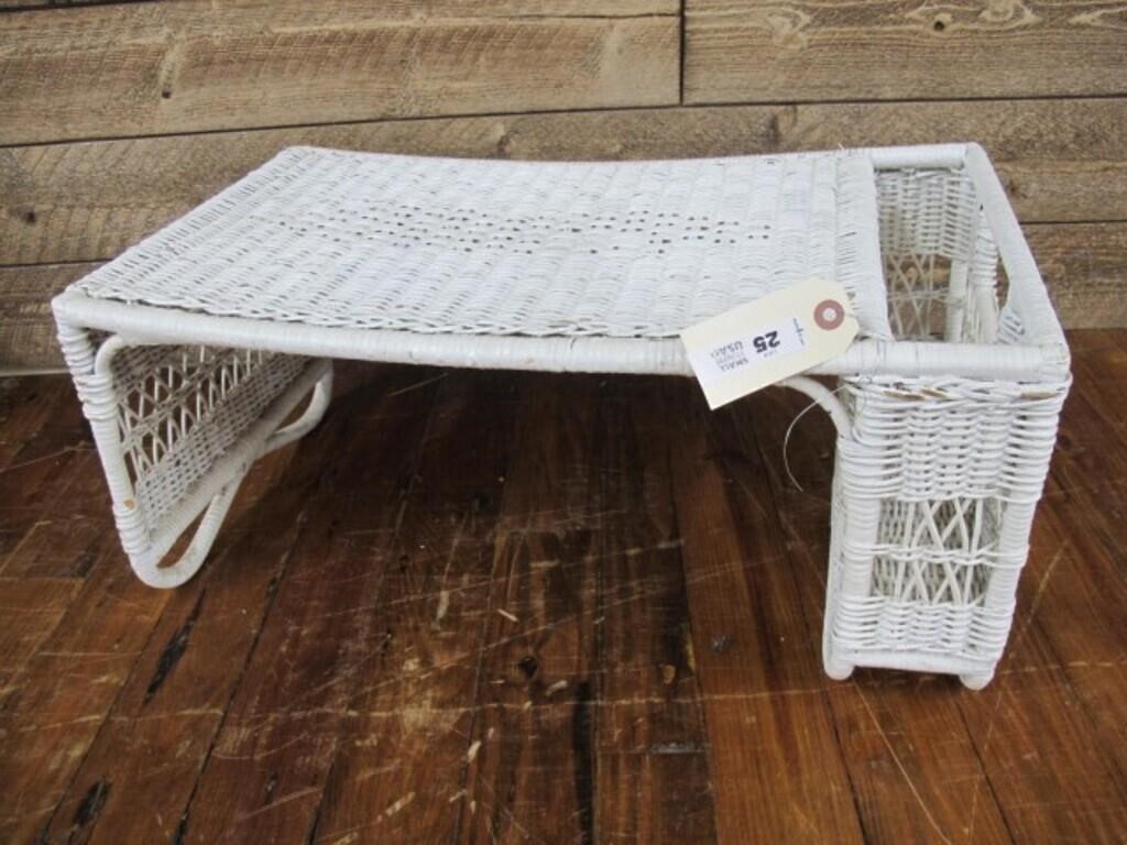WICKER LAP TRAY.  23X 13 X 10H  OVERALL CLEAN