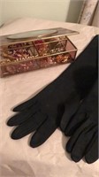Glass Jewelry Box with Contents, Black Opera