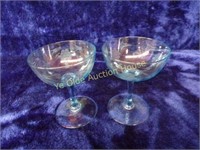 Pr Light Blue Etched Crystal Champagne Stems