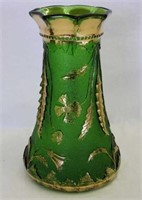 Green Pattern Glass Delaware 9" vase