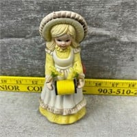 Vintage Girl Figurine Holding Thread