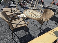 Wicker and Wrought-iron patio set