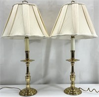 x2 Heavy Brass Candlestick Lamps