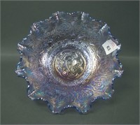 Fenton Ice Lavender Persian Medallion Crimped Bowl