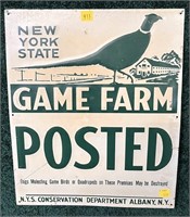 NYS Conservation Game Farm posted sign,