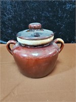 McCoy double handled pot with lid approx 8 inches