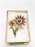 Enamel Flower Brooch