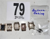 5 Vintage Bulova Watches & Casing