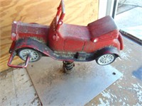 Old Metal Playground Riding Toy - Car with spring