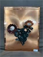 Plastic Applique Flower on Copper Picture
