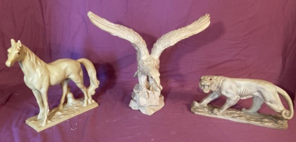 3 animal sculptures