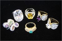 6 Glittery Costume Jewelry Rings
