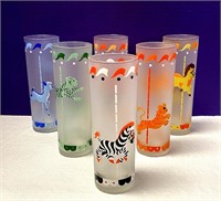 Set of Six Carousel Animal Glasses