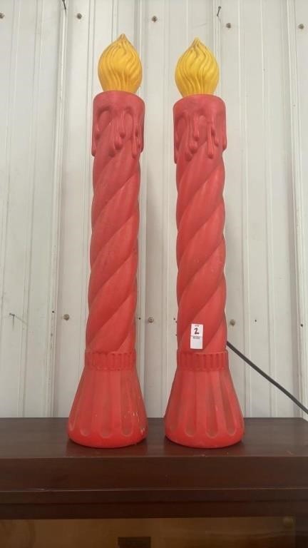 Pair of 3Ft Christmas Candle Blow Molds ONE CORD