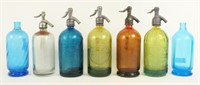 (7) Argentina Colored Glass Seltzer Bottles