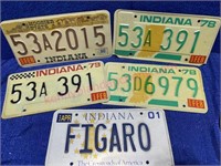 (5) Vtg Indiana license plates