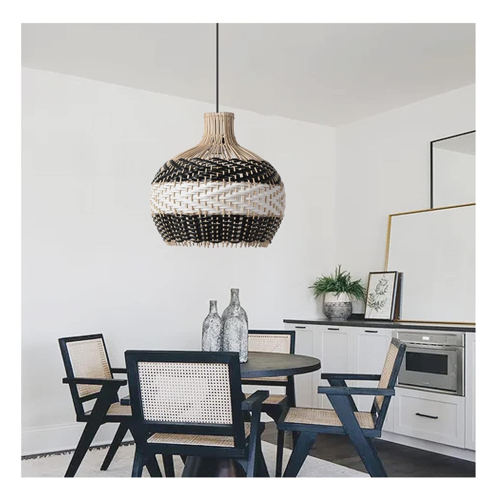 Arturesthome 1 Light Rattan Pendant Light for Kitc