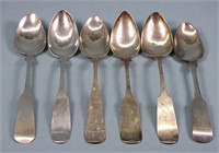 (6) American Coin Silver Serving Spoons