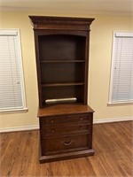 Solid Wood Book Shelf with Locking File Cabinet