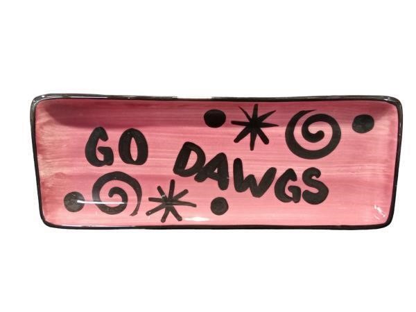 Collegiate Licensed 'Go Dawgs' Pink Rectangular Pl