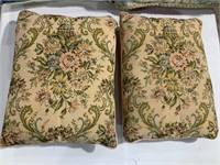 lot of 2 tapestry throw pillows pink green floral