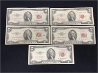 (5) 1953 A $2 Notes