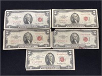 (5) 1953 $2 Notes