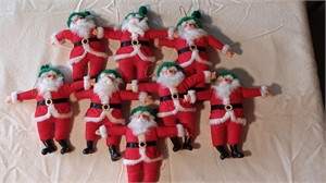 7" Plush Santa Ornaments