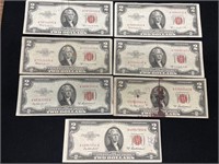 (7) 1953 A, B & C $2 Notes