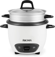 Aroma 6-Cup Rice Cooker and Steamer  White
