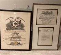 2 framed Masonic documents