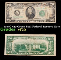 1934C $20 Green Seal Federal Reserve Note Graded v