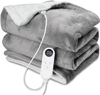 Electric Heated Blanket-50"x60", Grey & White