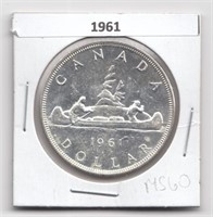 1961 Canada $1 Silver Dollar Coin