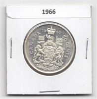 1966 Canada 50 Cent Silver Coin