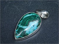 STERLING SILVER MALACHITE AND CHRYSOCOLLA PENDANT