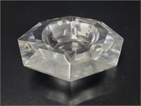 Heavy Glass Octagon Crystal Ashtray vtg