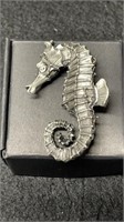 Seagull Pewter Signed Seahorse Pin