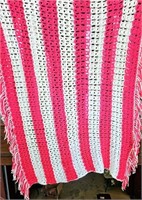 Red & White Afghan 37" x 53"