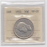 1952 Canada 50 Cent ICCS Coin