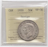 1950 Canada Design 50 Cent ICCS