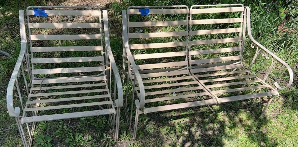 Metal Patio chair & loveseat