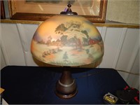 RARE Vintage Reverse Hand Painted Lamp- WOW!!