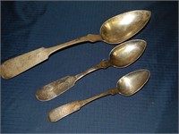 Group of 3 COIN SILVER (90%) Spoons