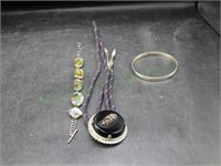 Pinecone Bolo Tie & Sterling Silver Bracelets