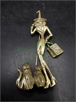 Witch and Cats Unsigned Pin