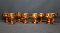 8) Vintage Amber Glass Dessert Cups