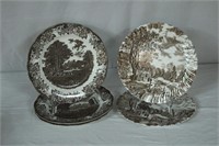 Three Meakin English plates 9.75" and
