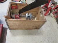 wood crate w/misc items